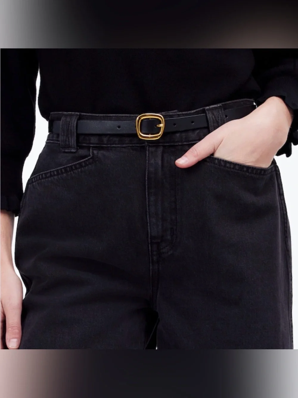 Madewell sculptural buckle leather skinny belt